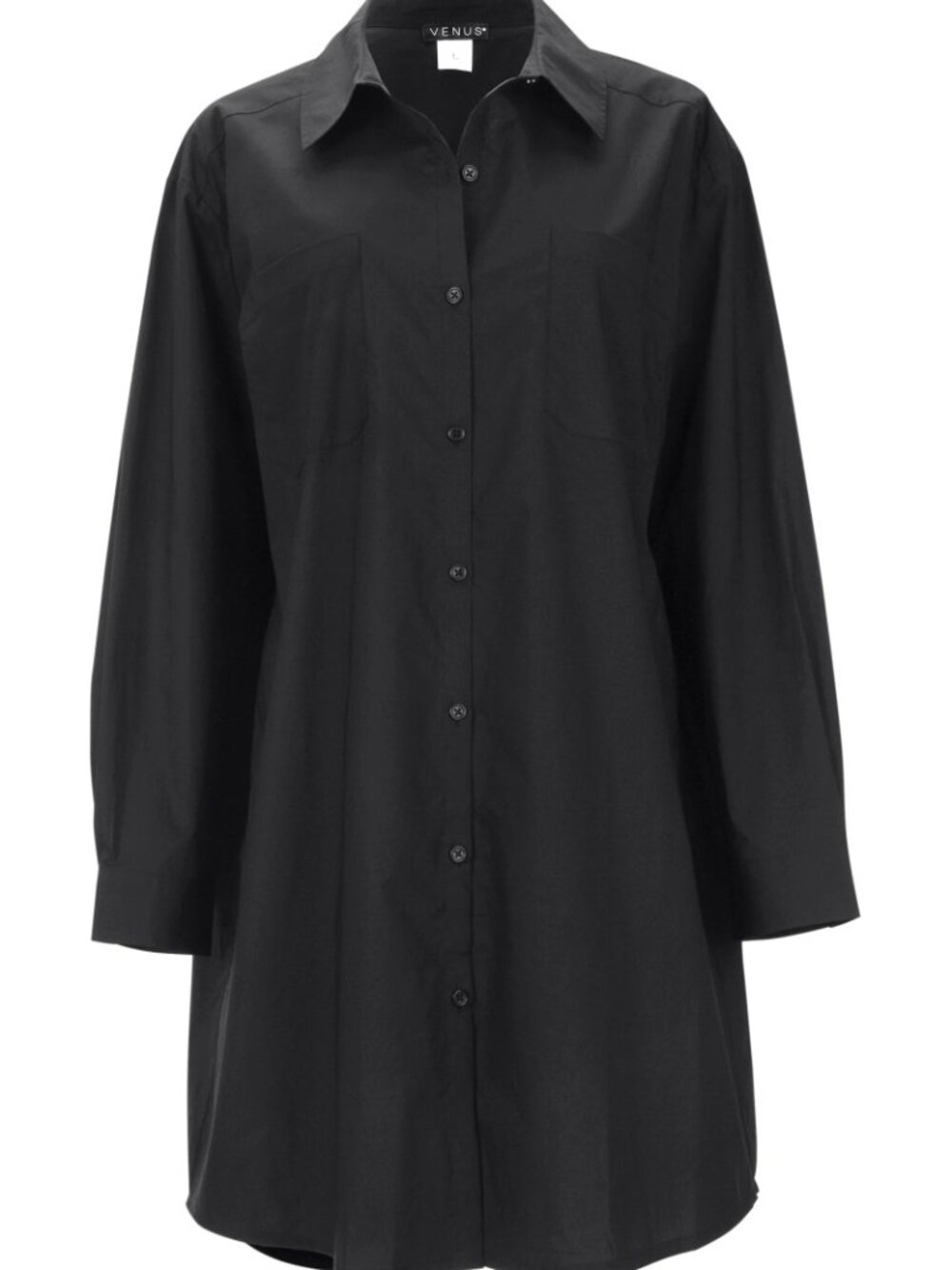 VENUS Black Button-Down Blouse Dress